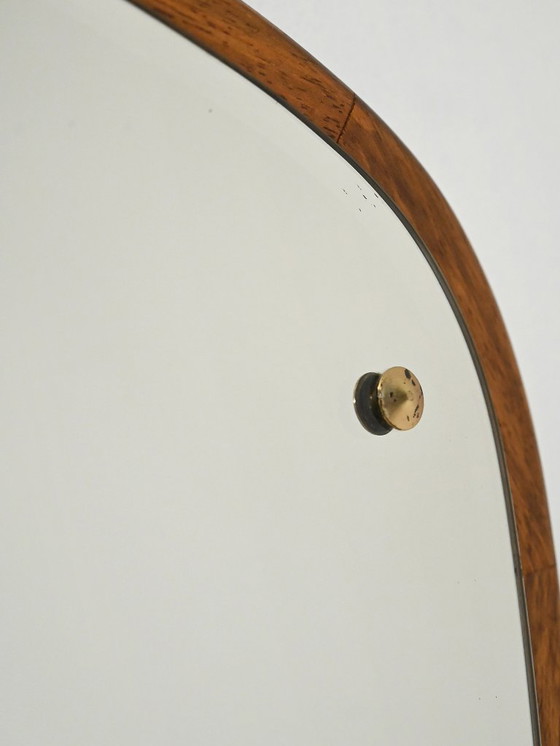 Image 1 of Scandinavische ovale spiegel uit de jaren 60, gemaakt van eikenhout.