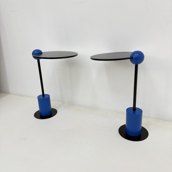 Image 1 of Pair of side table Edward Geluk for Arco – 1980’s ‘Piccolo’ postmodern Memphis style – Dutch design