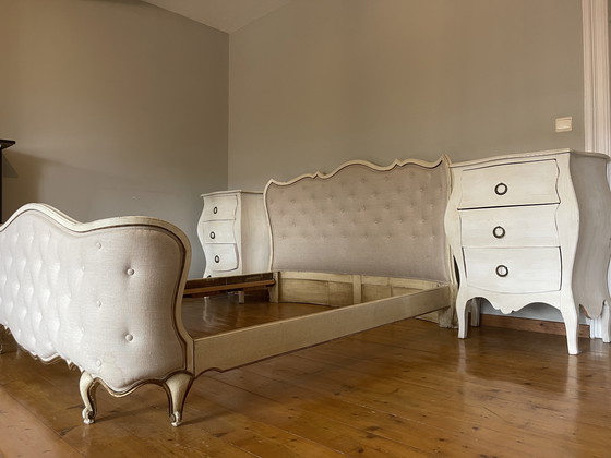 Image 1 of French Vintage Bed Frame + 2 Nightstands - Elegant & Unique