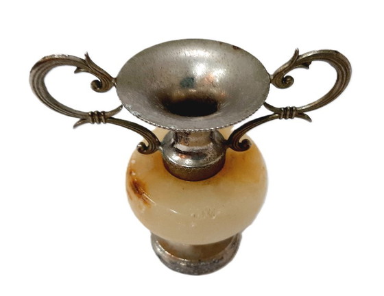Image 1 of Vintage small decorative amphora with onyx