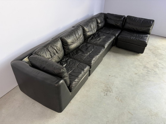 Divano modulare vintage in pelle nera, anni '70 – Divani modulari (photo 3 of 12)