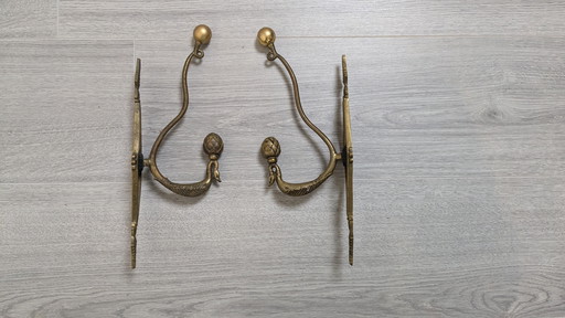 Altes Paar Messing Kleiderhaken