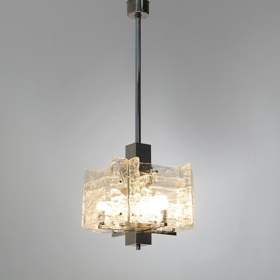 Kroonluchter van verchroomd metaal en glas, jaren 70 – Plafondlampen, Metal (photo 6 of 15)