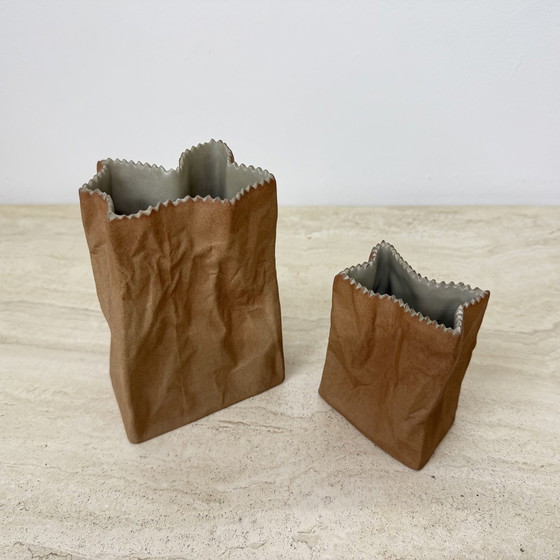 Image 1 of Set of 2 Rosenthal Paper Bag Vases by Tapio Wirkkala, 1970s