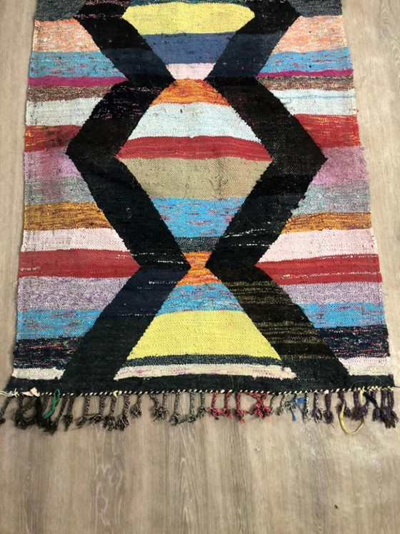 Image 1 of Mehrfarbige Berber-Tapis aus Leinen, 350 cm x 150 cm