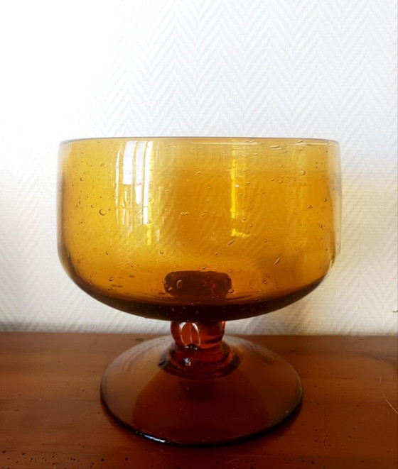 Image 1 of Cuenco central grande de vidrio burbujeado Biot, 25 cm