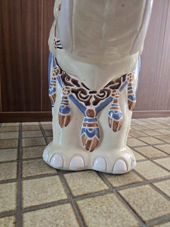 Image 1 of Vintage Ceramic Elephant Plant Table / Side Table
