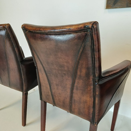 Image 1 of Bellissime sedie da pranzo in pelle di pecora (set di 4 sedie)