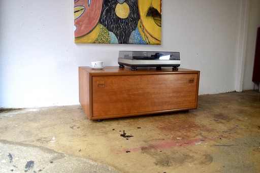 1960s Danish teak hi-fi rack lowboard chest of drawers vintage cabinet