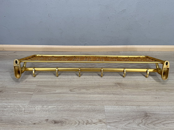 Image 1 of Vintage metalen wandkapstok met touw