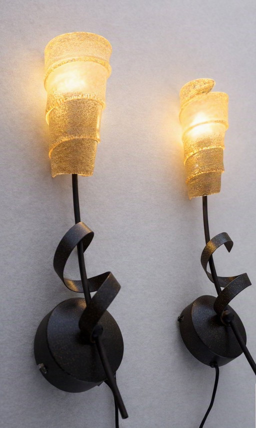 2 vintage Murano Wall lights from the 90s by Dutch brand Vandeheg