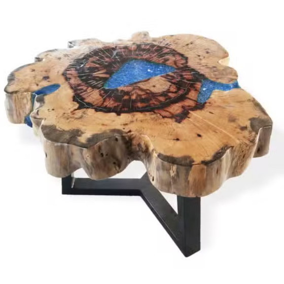 Image 1 of Tamarind and Resin Coffee Table - Sky Blue