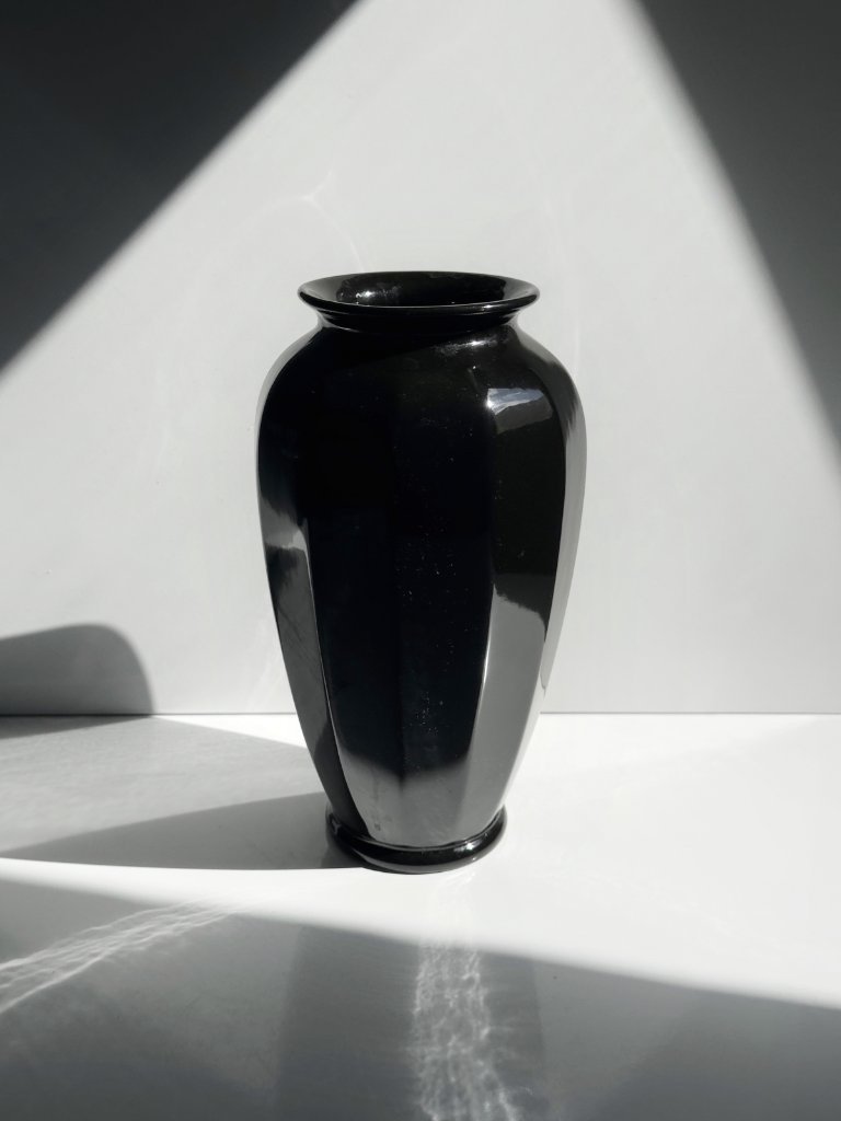 Vintage Ceramic Vase Art Deco Neo Revival Black Flower Vase 80s 80s 1980 Miami