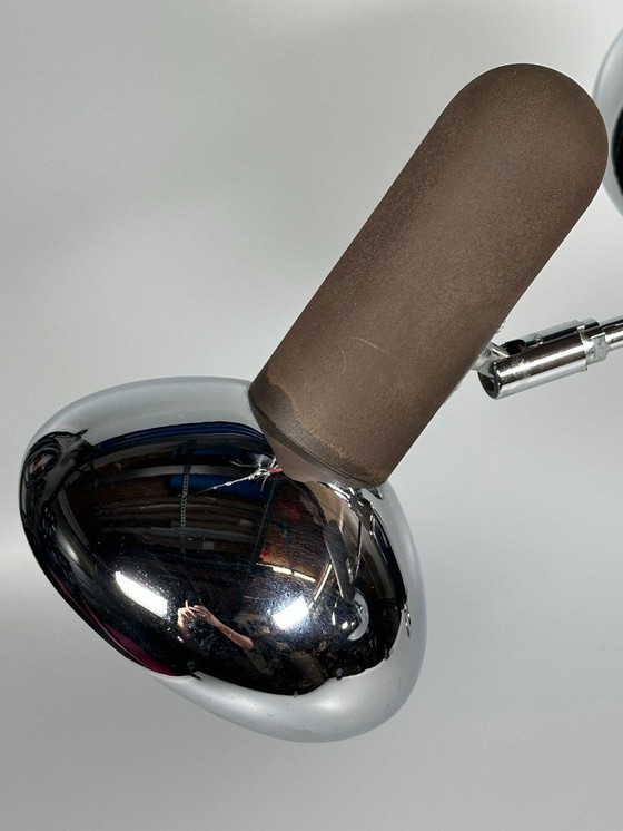 Image 1 of Lampada da soffitto anni '60/'70, faretto a 3 luci, metallo, stile spaziale
