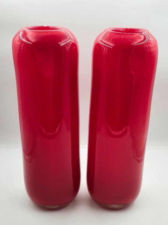 Image 1 of Henry Dean, jarrones de diseño XL en rojo brillante, firmados