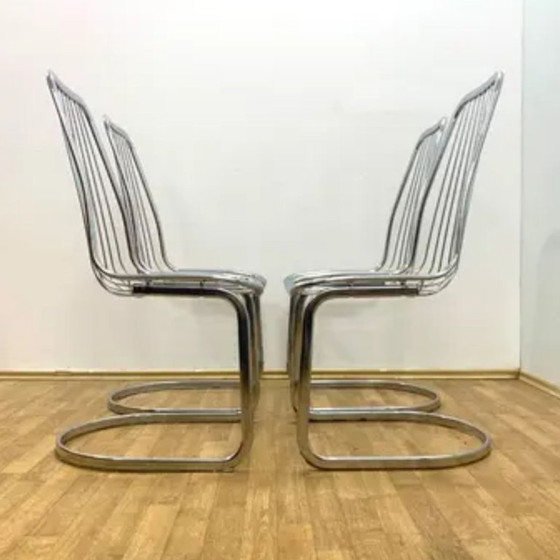 Image 1 of Sillas retro cromadas de Gastone Rinaldi, década de 1970 – Juego de 4