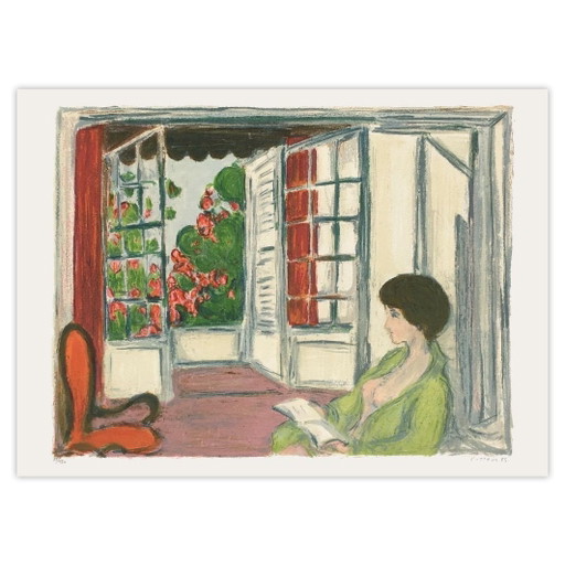 André COTTAVOZ Donna in un interno Litografia firmata 1985