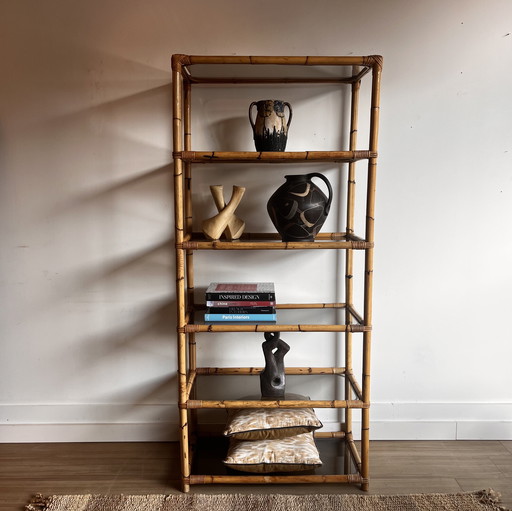 Rattan bamboo bookcase Italian Design Dal Vera
