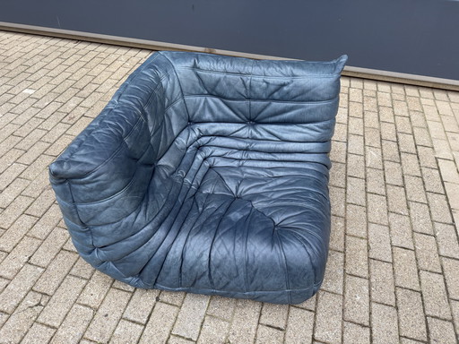Pelle originale Ligne Roset Togo blu petrolio 100% autentica