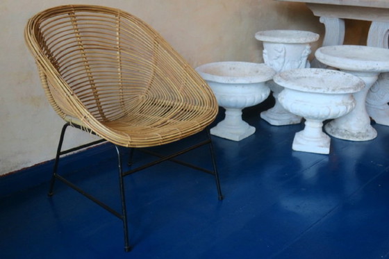 Image 1 of Mid Century bamboe-zand-ijzeren stoel, 1960