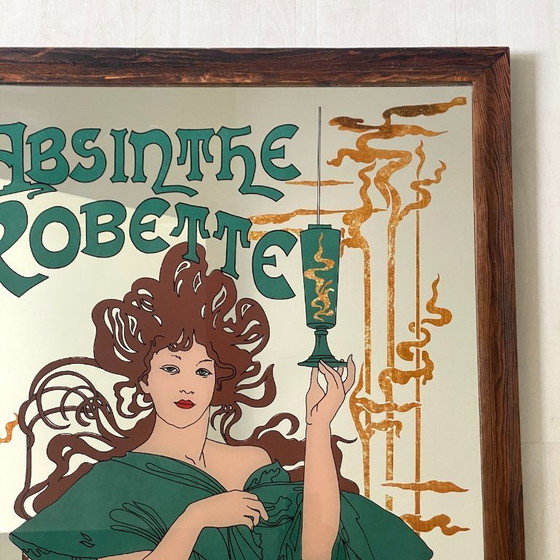 Image 1 of Absinth Robette Jugendstil Werbung Bemalter Spiegel