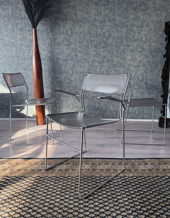 Image 1 of Juego de 3 sillas apilables cromadas "Sultana" de Arrben International, ca 80s