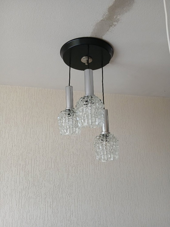 Image 1 of Cascade Lamp - Glas - Chrome - Vintage - Jaren 60 