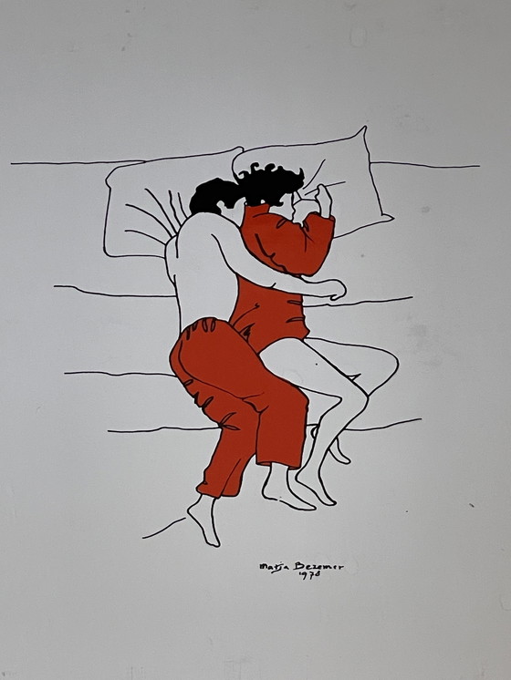 Image 1 of Originele vintage tweeluik op board – minimalistische kunst (1978, gesigneerd)