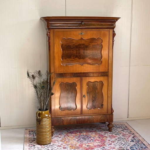 Antieke Biedermeier Klep Secretaire Kast Bureau