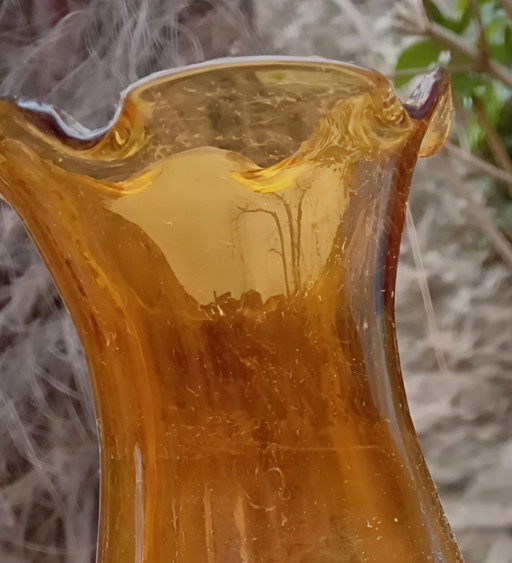 Beautiful Vintage Oil Lamp by Hugo Schneider (HASAG) - Amber Glass - Perfect Condition!
