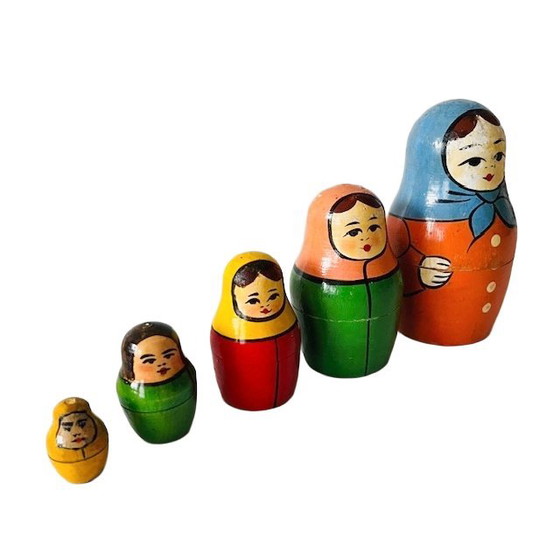 Image 1 of Ensemble de poupées russes Matriochka vintage, peintes à la main, années 1960
