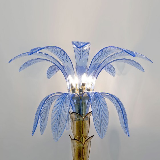 Image 1 of Mid-Century Modern Murano Glass and Brass Palm Tree Floor Lamp