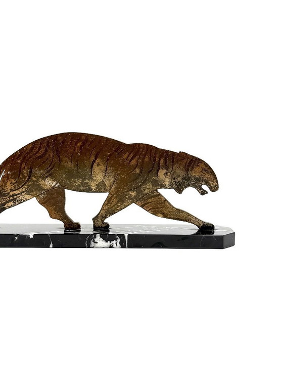 Image 1 of Art-Déco-Tigre-Skulptur aus Bronze, Frankreich, ca. 1930