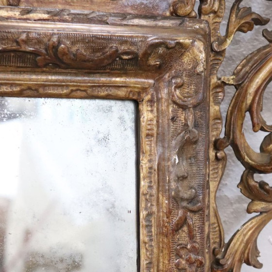 Antieke vergulde wandspiegel, Italië 19e eeuw, Hout, Glas, Gold, Barok (foto 11 van 14)