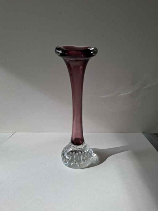 Vaso design vintage Aseda Glasbruk melanzana viola Bo Borgström