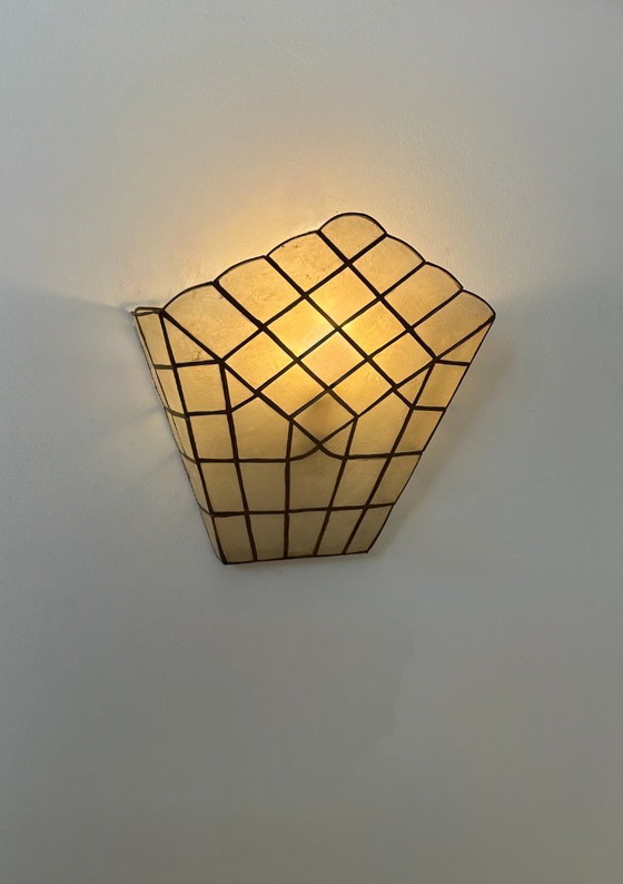 Image 1 of Wandlampe aus Perlmutt und Messing, Frankreich, 1970