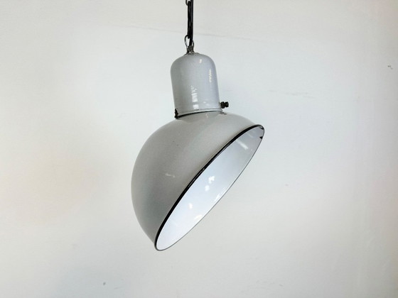 Image 1 of Suspension industrielle en émail gris, années 1960