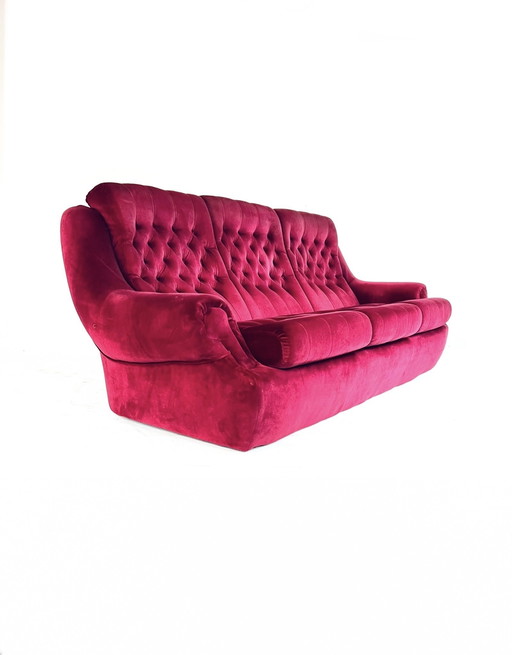 Vintage Velours 3-Sitzer Sofa