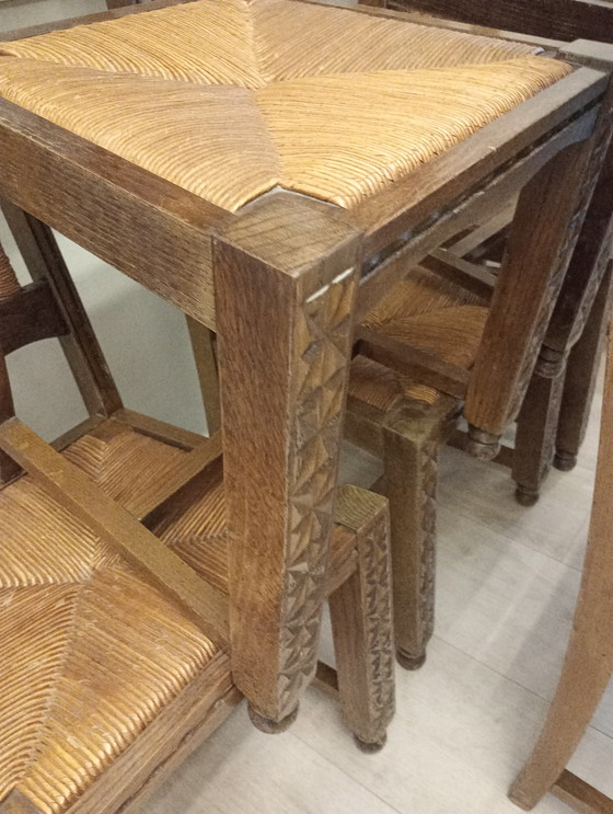 Image 1 of 6 x brutalist stoelen eik Baskisch vintage