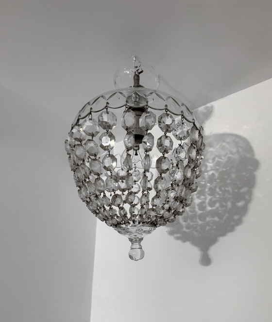 Image 1 of 1950s crystal hot air balloon ceiling light