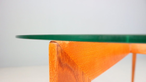 Image 1 of Table basse Gio Ponti pour Isa Bergamo en chêne avec plateau rond en cristal, 1957