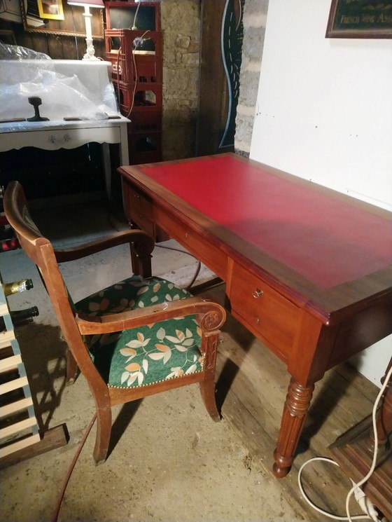 Louis Philippe style walnut desk. – Leather, Vintage (photo 11 of 16)