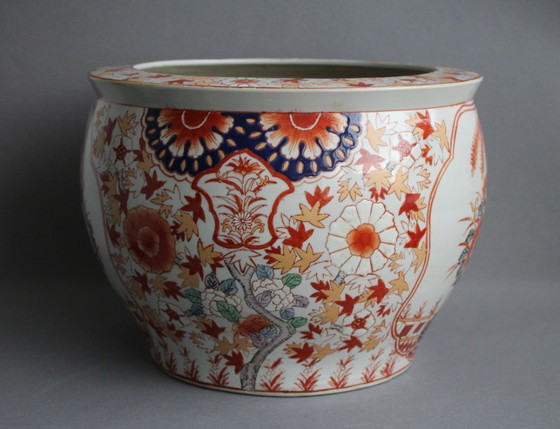 Image 1 of Vaso da fiori in porcellana cinese, colori policromi, antico, grande