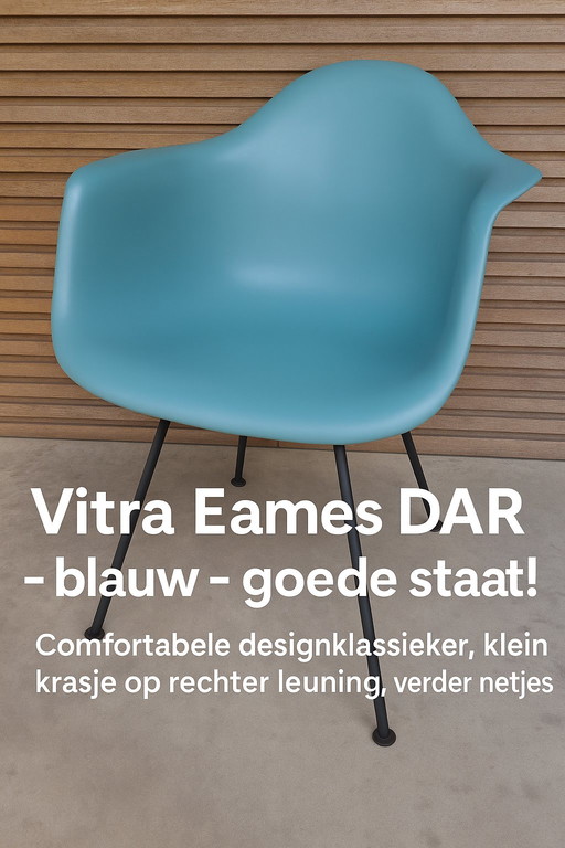 Vitra Eames DAR kuipstoel blauw/groen met zwarte poten