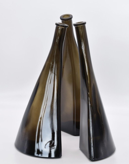 Jarrón rompecabezas colorido Paco Amber de O. Frey & Co., década de 1970. – glaskunst, Glass