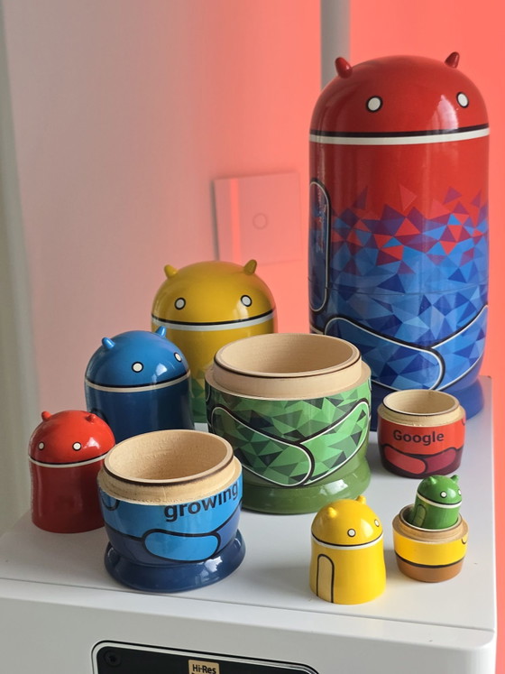 Set di Matrioske in Legno Google Android Ufficiale Estremamente Raro 6 pezzi, Oggetti decorativi, Multicolore (foto 13 di 14)