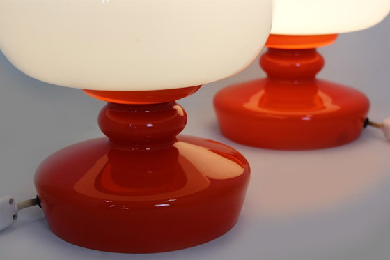 Image 1 of Glass Table Lamps attributed to Stepan Tabery for Osvetlovaci Sklo, 1970s, Set of 2