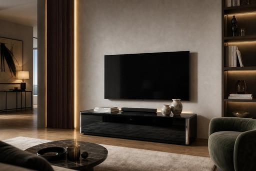 Meuble TV emblématique « Alveo » de Willy Rizzo pour Mario Sabot – Design monolithique des années 1970
