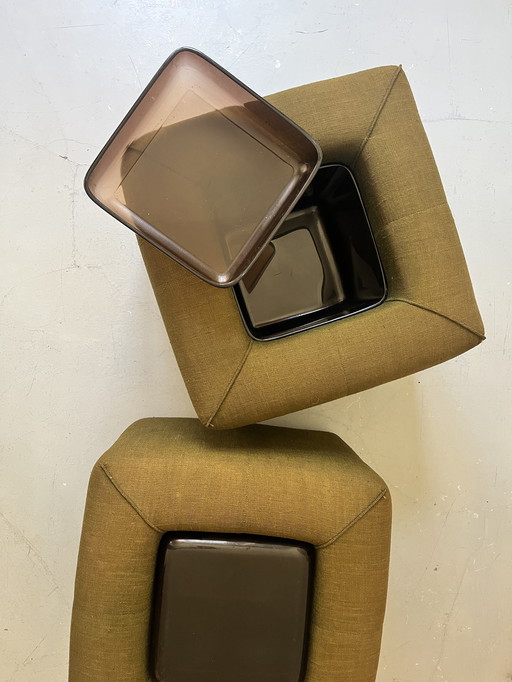 Pair of Cinna Hairstands in Foam and Smoked Plexiglas, Ligne Roset France 1970