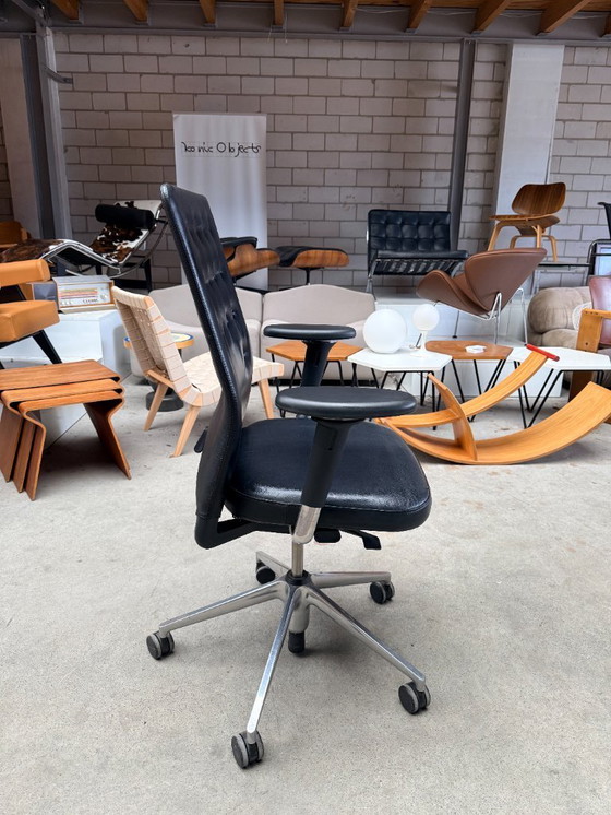 Image 1 of Sedia da ufficio Vitra ID Trim in pelle nera